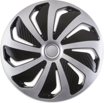 Enjoliveurs Versaco 16 pouces - vent noir argent - 4 pièces