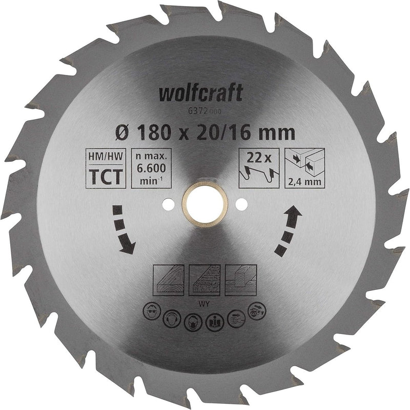 Wolfcraft - lame de scie circulaire 180x20mm - 22 dents - lame de scie pour scie circulaire - série verte - 6372000