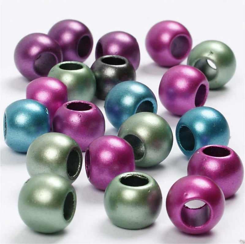 Perles poney Creativ Company, d 10 mm, diamètre du trou 4 mm, env. 145 pièces, couleurs métallisées, 60 gr, 125 ml 1 boîte