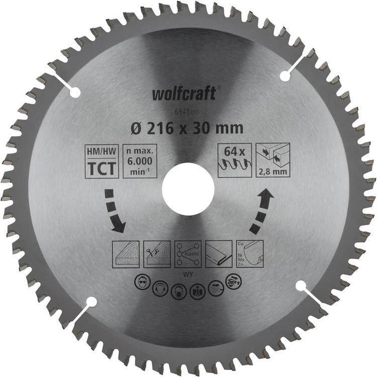 Wolfcraft - lame de scie 216 x 30 mm - 64 dents - lame de scie à onglet hm, série lilas - 6541000
