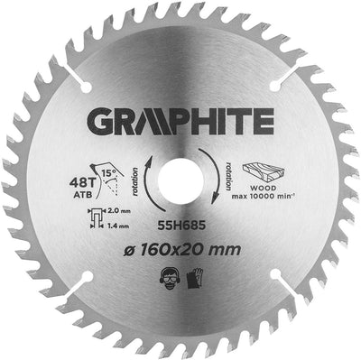 Graphite - lame de scie circulaire - tête Widia - 160mm - 48 dents