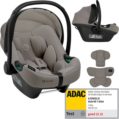 Siège auto Lionelo Astrid i-size – adac 5 étoiles – 40-87 cm – rwf – mousse à mémoire de forme – appui-tête réglable (7 cm) – ceintures holmbergs – compatible avec poussette à base isofix – norme i-size – light safe