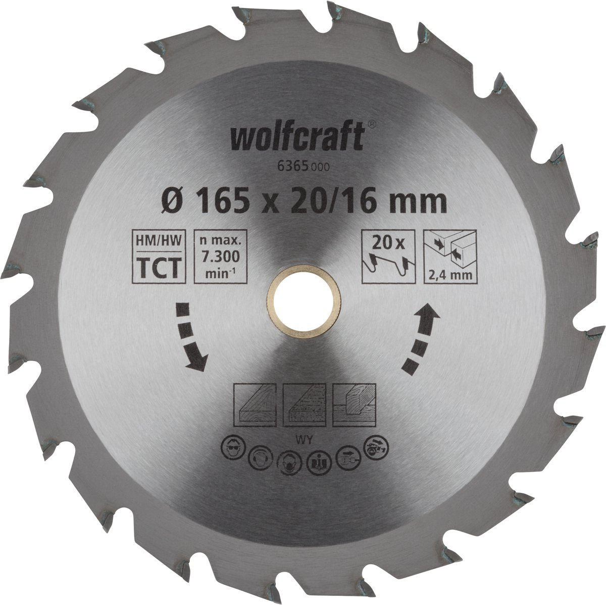 Wolfcraft - lame de scie circulaire 165x20mm - 20 dents - lame de scie pour scie circulaire - série verte - 6365000