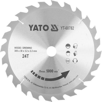 Lame de scie circulaire Yato ø305 mm - 24t - diamètre intérieur 30 mm