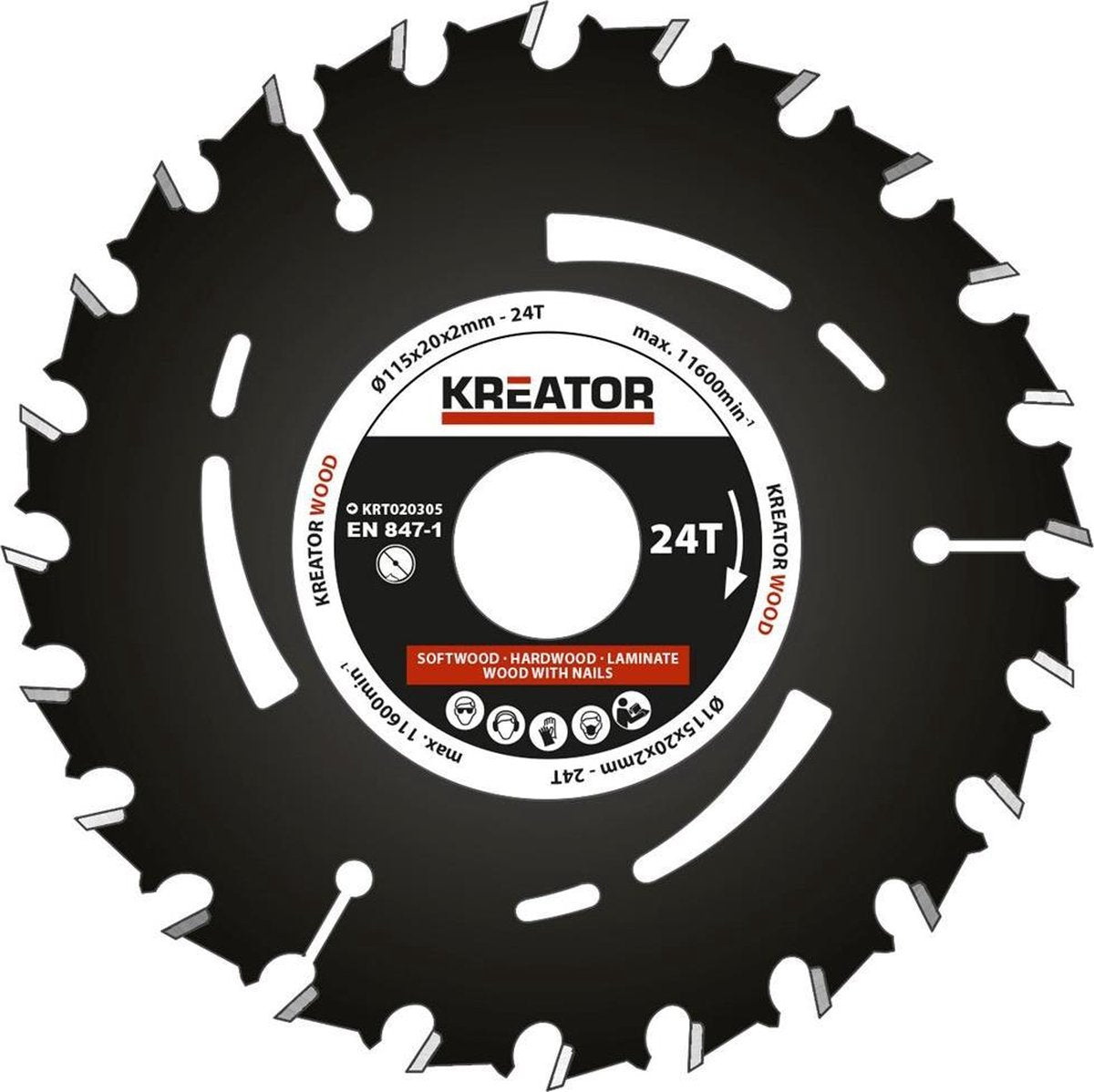 Lame de scie plongeante Kreator krt020305 - ø115 mm - 24 t