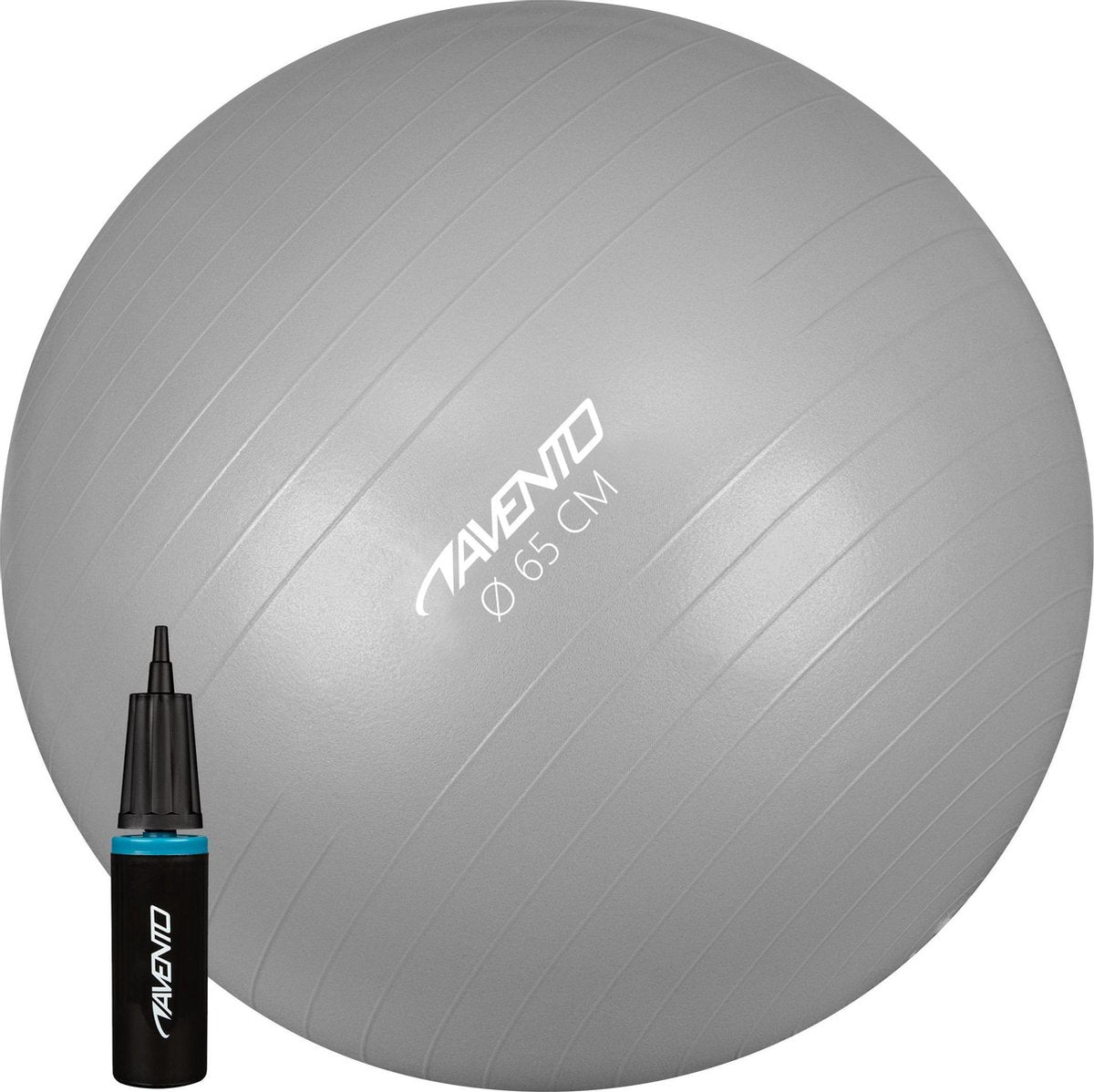 Ballon de gym Avento fitness + pompe - ø 65cm - argent