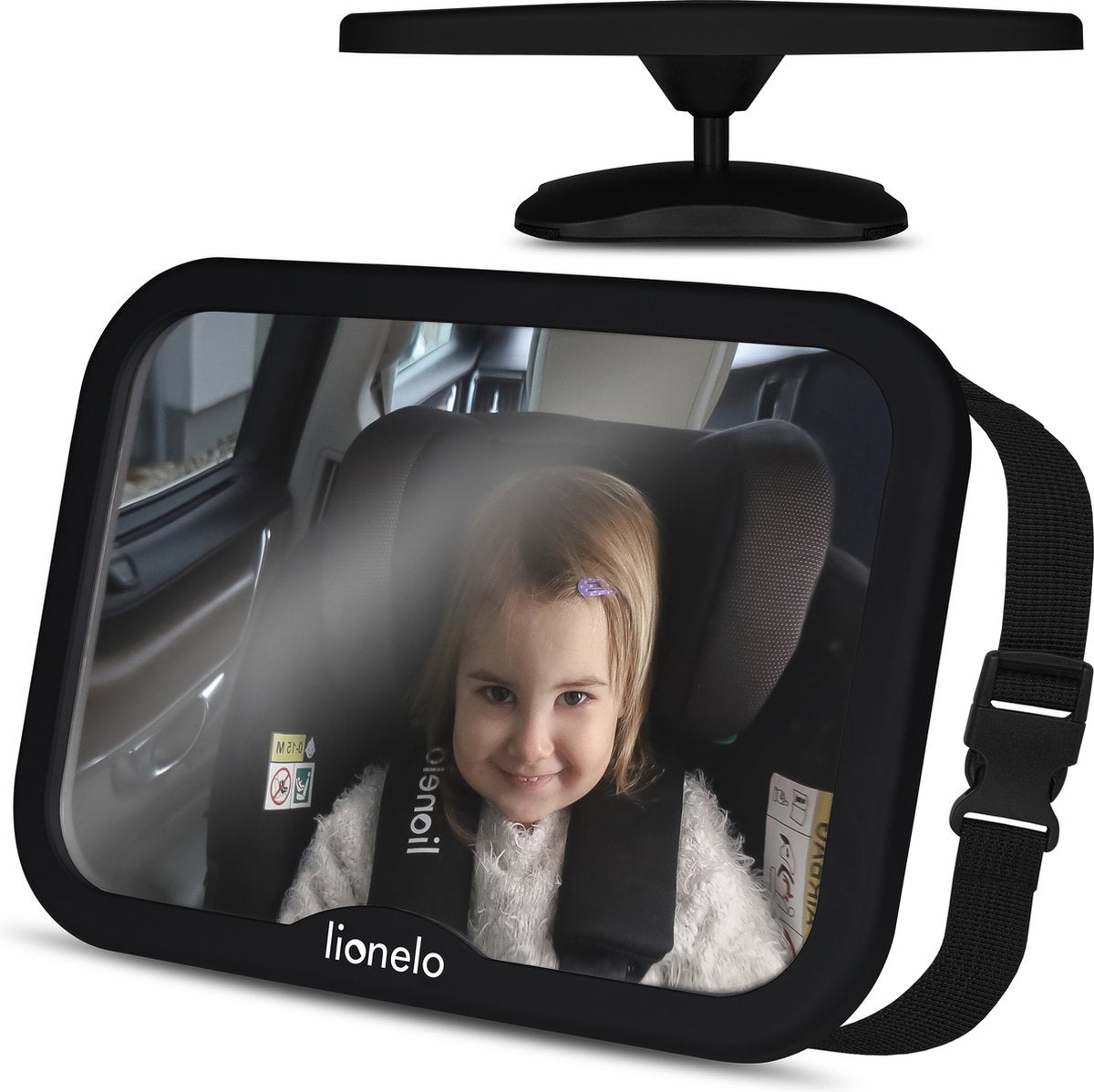 Miroir de voiture Lionelo Sett Baby XL - réglable - rotation à 360 degrés - adapté à toutes les voitures