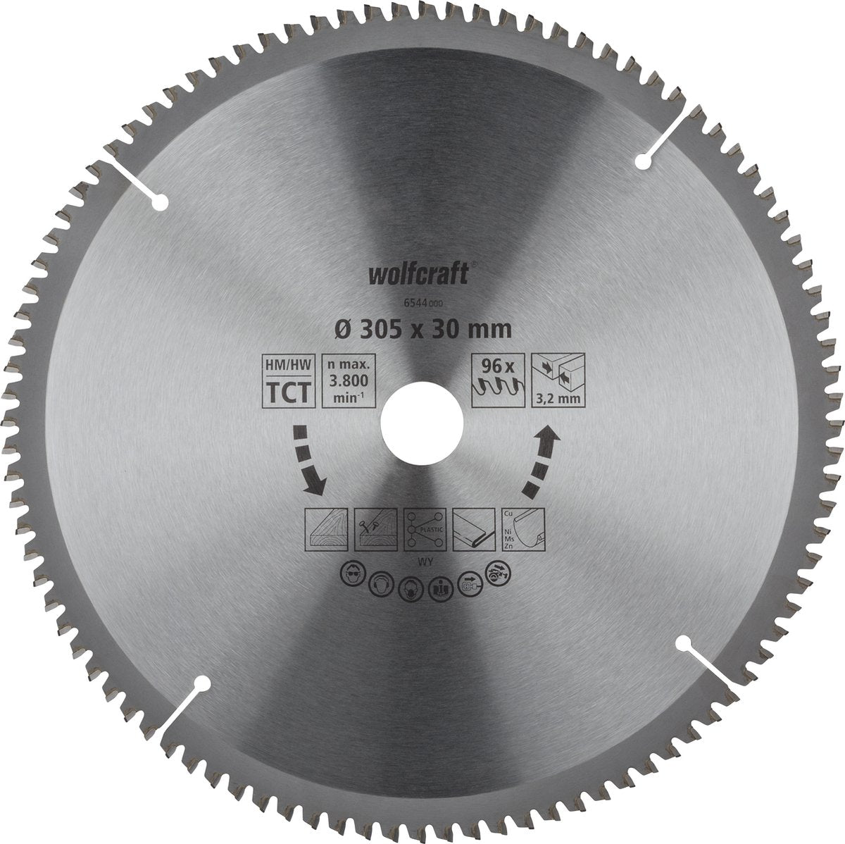Wolfcraft - lame de scie 305x30mm pour scie à tronçonner - 96 dents - scie à onglet - série lilas - 6544000