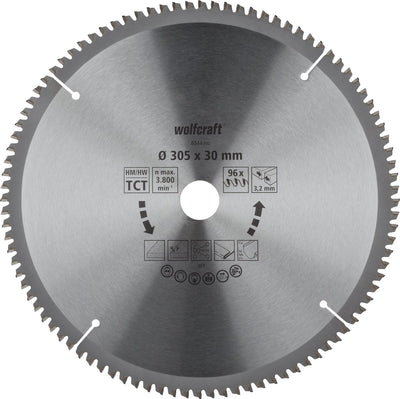 Wolfcraft - lame de scie 305x30mm pour scie à tronçonner - 96 dents - scie à onglet - série lilas - 6544000