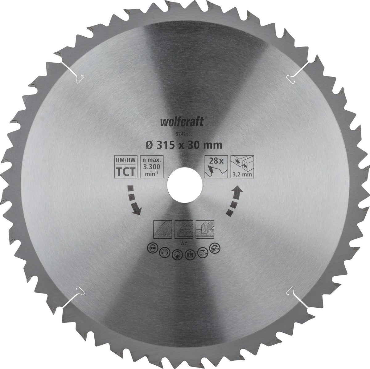 Wolfcraft - lame de scie circulaire pour table de scie 315x30mm - 28 dents - lame de scie pour scie à table - 6742000