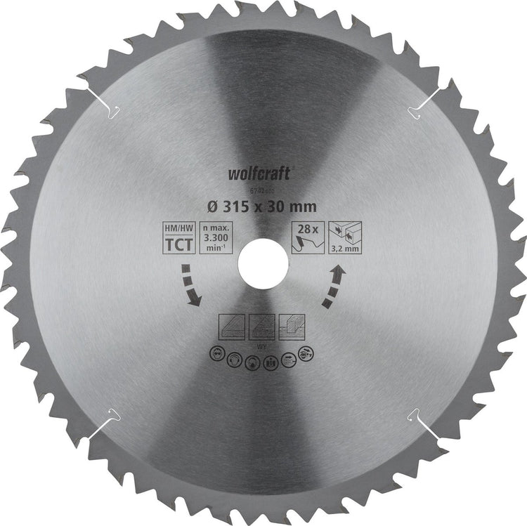 Wolfcraft - lame de scie circulaire pour table de scie 315x30mm - 28 dents - lame de scie pour scie à table - 6742000
