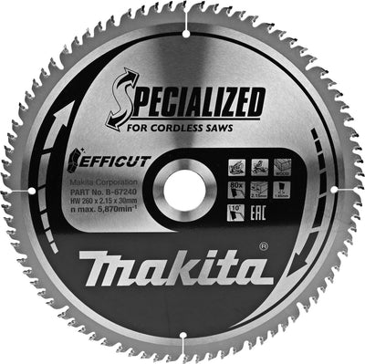 Accessoires Makita lame de scie à tronçonner bois 260x30 80t ffcut - b-67290