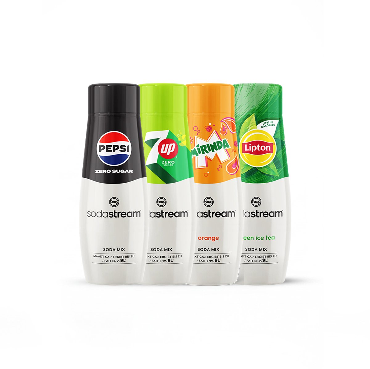 Boîte de mélange de sirops Sodastream - Pepsi Zero, Lipton Ice Tea Green, Miranda, 7up Zero