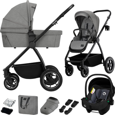 Poussette Lionelo Meril 3en1 - buggy - nacelle XL, poussette siège auto certifié ADAC - roues tout terrain - set d'accessoires complet - UPF50+
