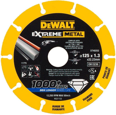 Disque diamanté métal extrême Dewalt DT40252 | 125 x 22,23 x 1,3 mm - dt40252-qz