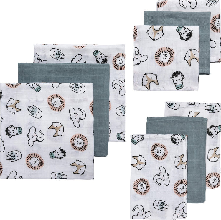 Meyco baby animal starter set - pack de 9 - hydrophile - multicolore