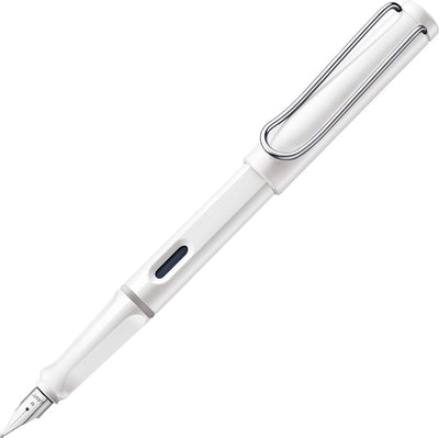 Stylo plume Lamy Safari blanc - stylo plume avec poignée ergonomique et plume en acier poli d'épaisseur d'écriture EF - plastique ASA robuste - avec cartouche d'encre T 10 bleue