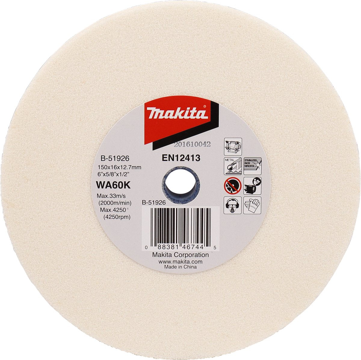 Accessoires Makita b-51926 | pierre à aiguiser 150x16x12,7mm | wa60k-b-51926