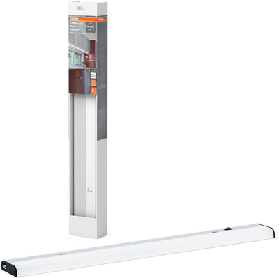 Lampe sous meuble Osram plate avec capteur, en argent en aluminium, blanc froid, protection IP20, pour éclairage d'étagère sous meuble