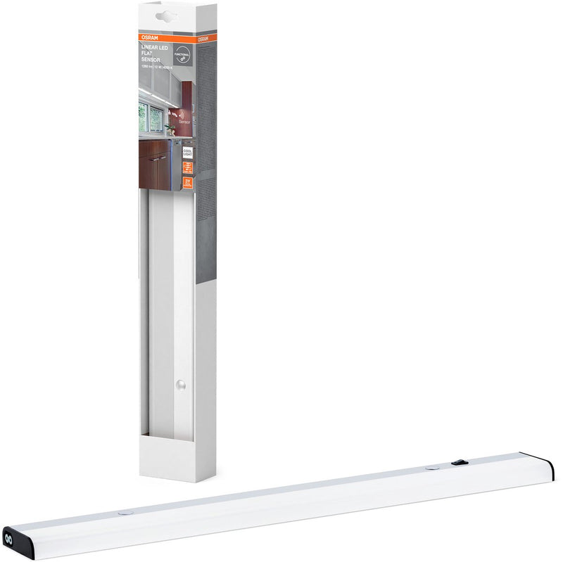 Lampe sous meuble Osram plate avec capteur, en argent en aluminium, blanc froid, protection IP20, pour éclairage d'étagère sous meuble