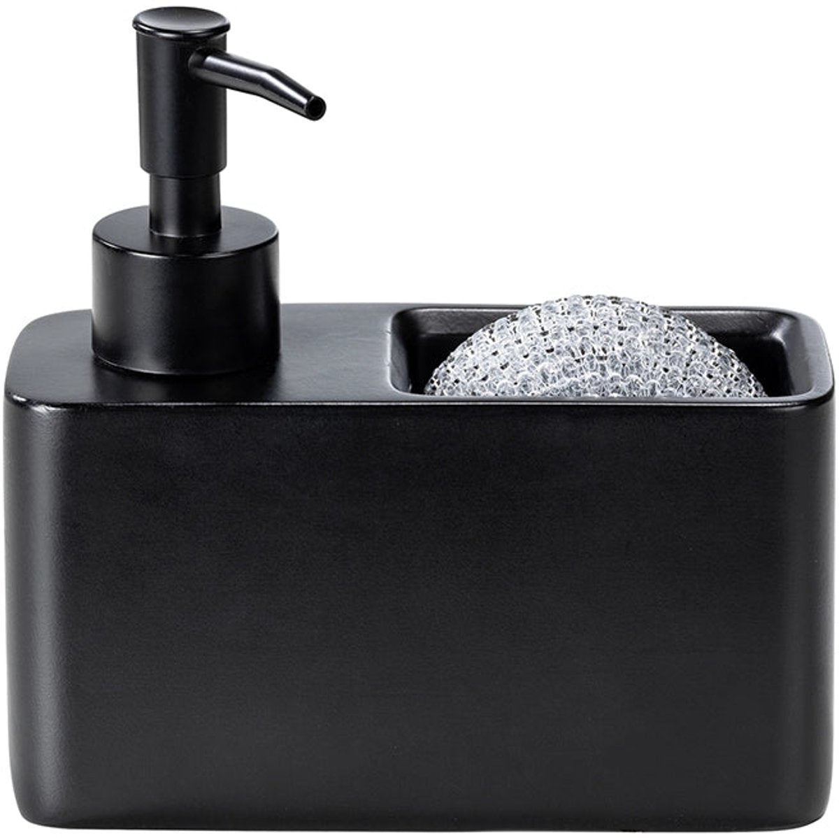 Distributeur de savon noir Wenko avec porte-éponge - 150 ml