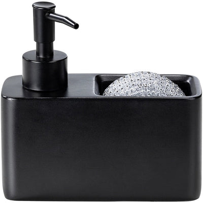 Distributeur de savon noir Wenko avec porte-éponge - 150 ml