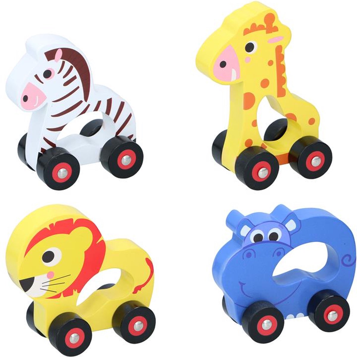 Marionnette jouets en bois animal en bois sur roues - jouets en bois - bois fsc - env. 15 x 6 x 11,5 cm - assorti