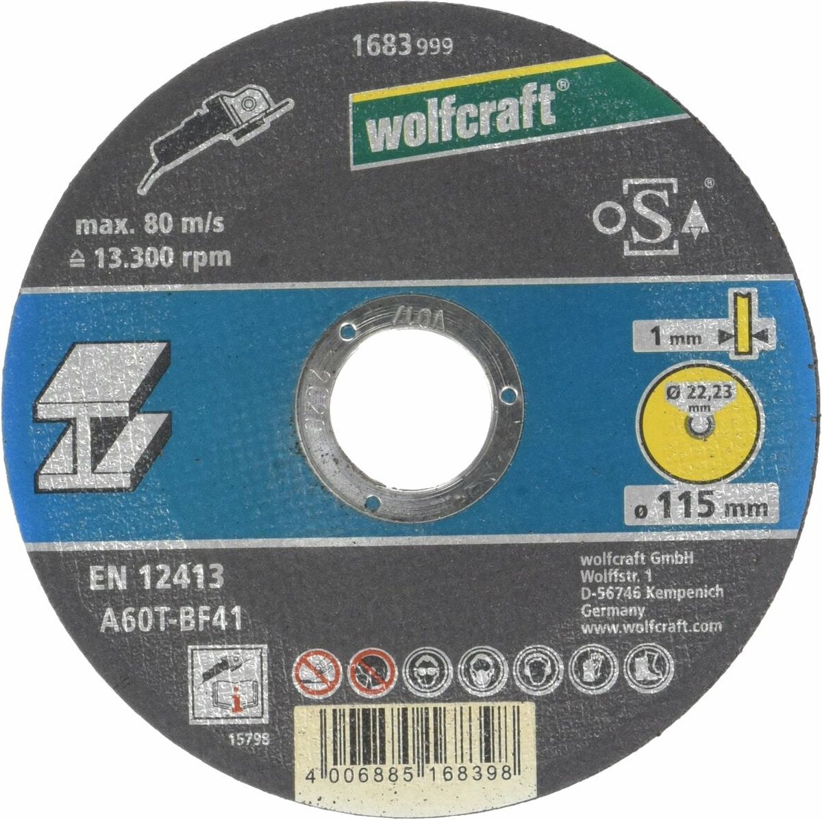 Wolfcraft - disque à tronçonner pour métal 115mm - extra fin 1mm - 1683999