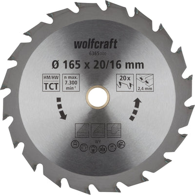 Wolfcraft - lame de scie circulaire 165x20mm - 20 dents - lame de scie pour scie circulaire - série verte - 6365000