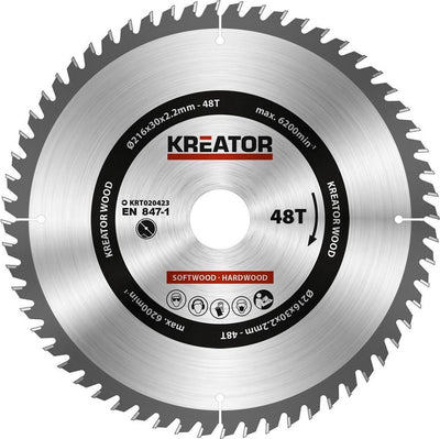 Kreator krt020423 lame de scie bois 216 mm - 48t