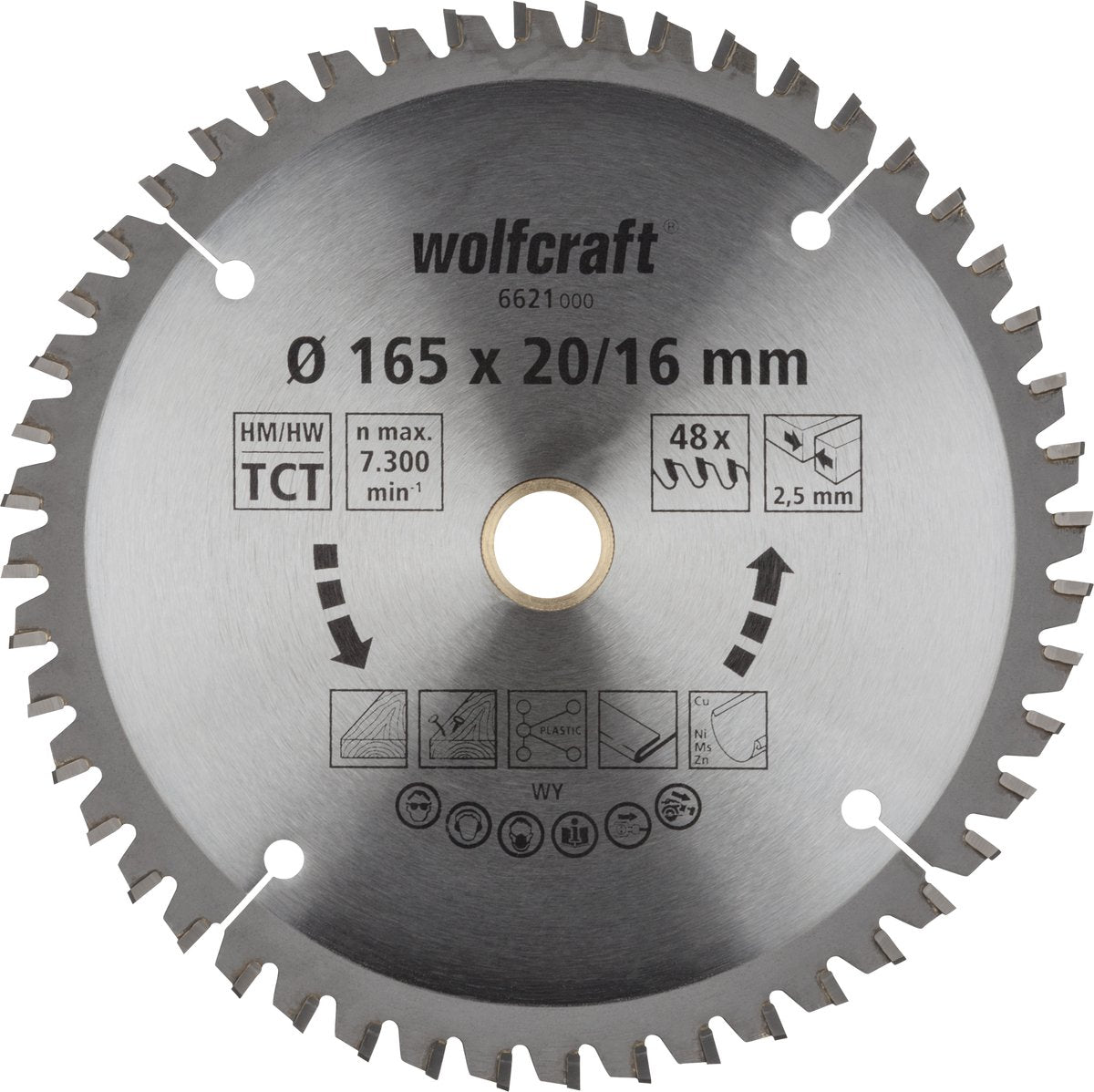 Wolfcraft - lame de scie circulaire 165x20mm - 48 dents - lame de scie pour scie circulaire - série lilas - 6621000