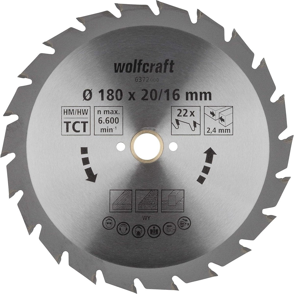 Wolfcraft - lame de scie circulaire 180x20mm - 22 dents - lame de scie pour scie circulaire - série verte - 6372000