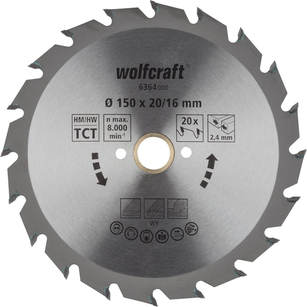 Wolfcraft - lame de scie circulaire 150x20mm - 20 dents - lame de scie pour scie circulaire - série verte - 6364000