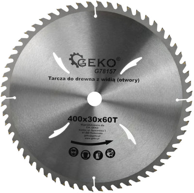 Lame de scie circulaire Geko - travail du bois - 400 mm - 60 dents - trous de refroidissement