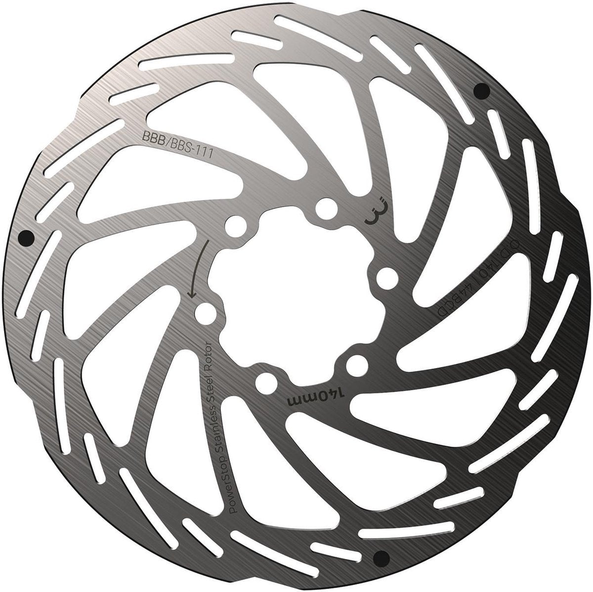 Bbb vélo frein à disque Power Stop disque de frein 6 trous bbs-111 - argent - 140 mm