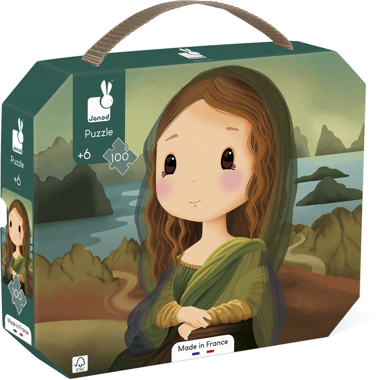 Janod - puzzle Léonard de Vinci Mona Lisa - dans un coffret puzzle - 100 pièces - dès 6 ans