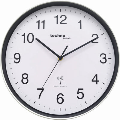 Technoline wt 8030 - horloge murale - analogique - ronde - cadre en plastique - verre minéral - indication de l'heure radio-pilotée - couleur argent