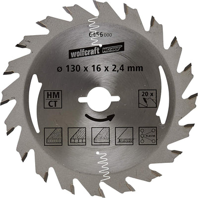 Wolfcraft - lame de scie circulaire 130x16mm - 20 dents - lame de scie pour scie circulaire - série argent - 6456000
