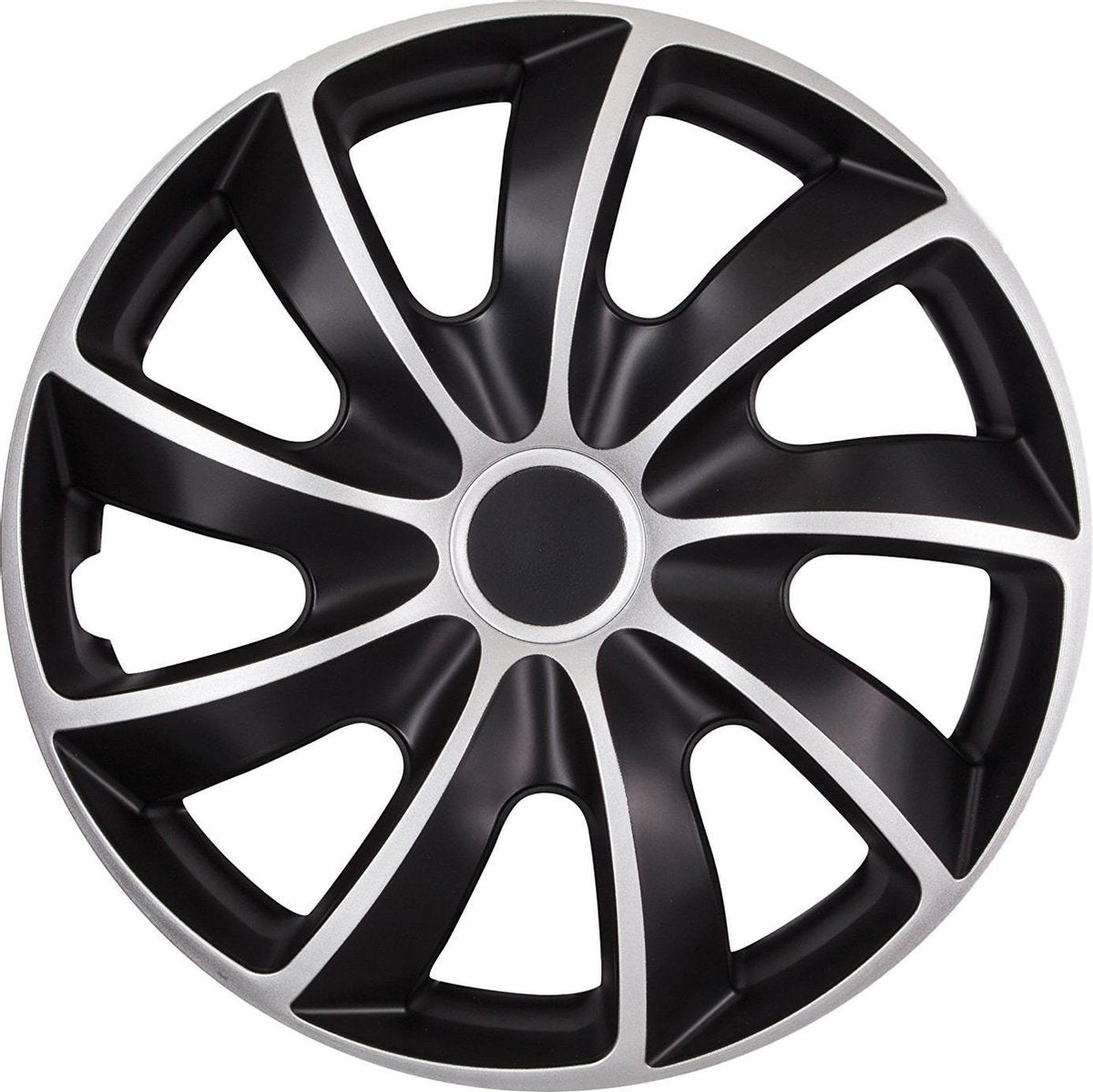 Quad bicolor cs - enjoliveurs 15 - noir argent - lot de 4 !