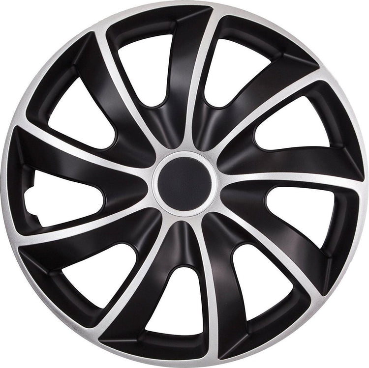 Quad bicolor cs - enjoliveurs 15 - noir argent - lot de 4 !