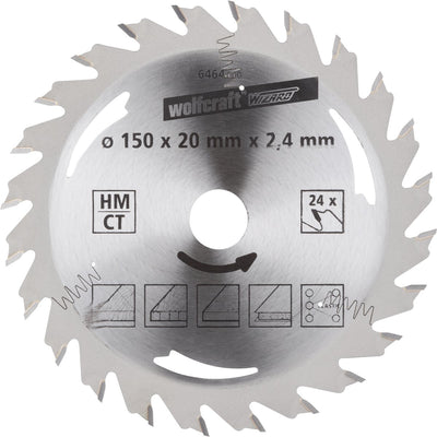Wolfcraft - lame de scie circulaire 150x20mm - 24 dents - lame de scie pour scie circulaire - série argent - 6464000