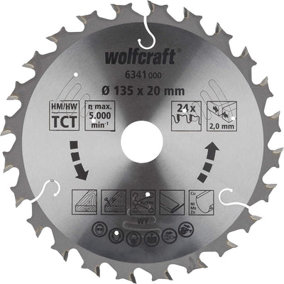 Wolfcraft - lame de scie circulaire 135 x 20 mm - pour scie circulaire portative - série lilas - 6341000