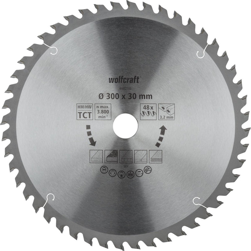 Wolfcraft - lame de scie circulaire pour table de scie 300x30mm - 48 dents - lame de scie pour scie à table - 6682000