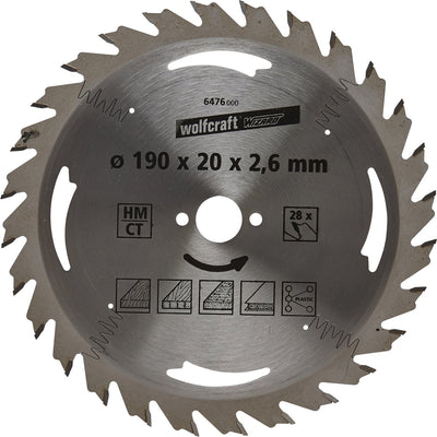 Wolfcraft - lame de scie circulaire 190x20mm - 28 dents - lame de scie pour scie circulaire - série argent - 6476000