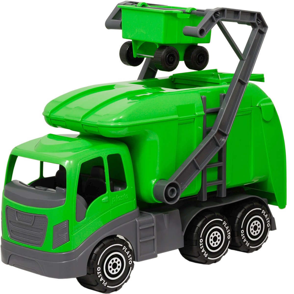 Camion poubelle Plasto vert 40 cm - véhicule jouet - camion de recyclage - grand camion - jeu réaliste - plastique robuste - fabriqué en Finlande - à partir de 1 an