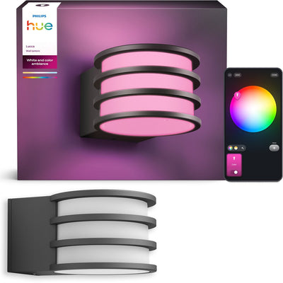 Applique Philips Hue Lucca - éclairage de jardin - gris anthracite - IP44 résistant aux intempéries et au vent - lumière blanche et colorée - éclairage intelligent - 1100 lumens - compatible avec la matière