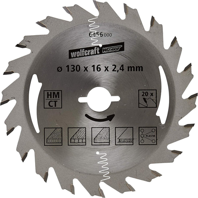 Wolfcraft - lame de scie circulaire 130x16mm - 20 dents - lame de scie pour scie circulaire - série argent - 6456000