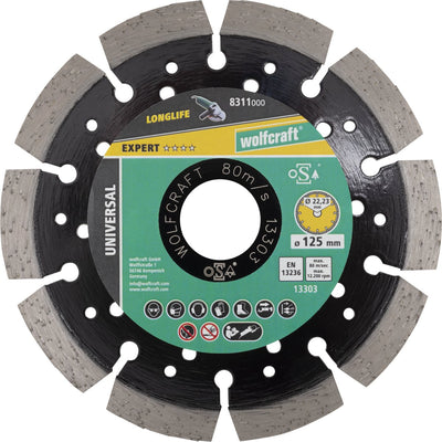Wolfcraft - disque à tronçonner diamanté ø 125 mm - disque à tronçonner diamanté - disque de meulage pour meuleuse d'angle - 8311000