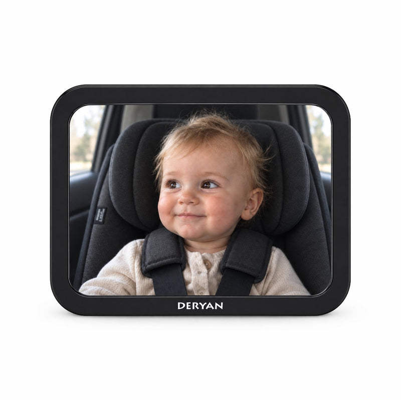 Deryan rétroviseur de voiture bébé luxe xl réglable - rétroviseur de voiture enfant - rétroviseur de siège arrière bébé