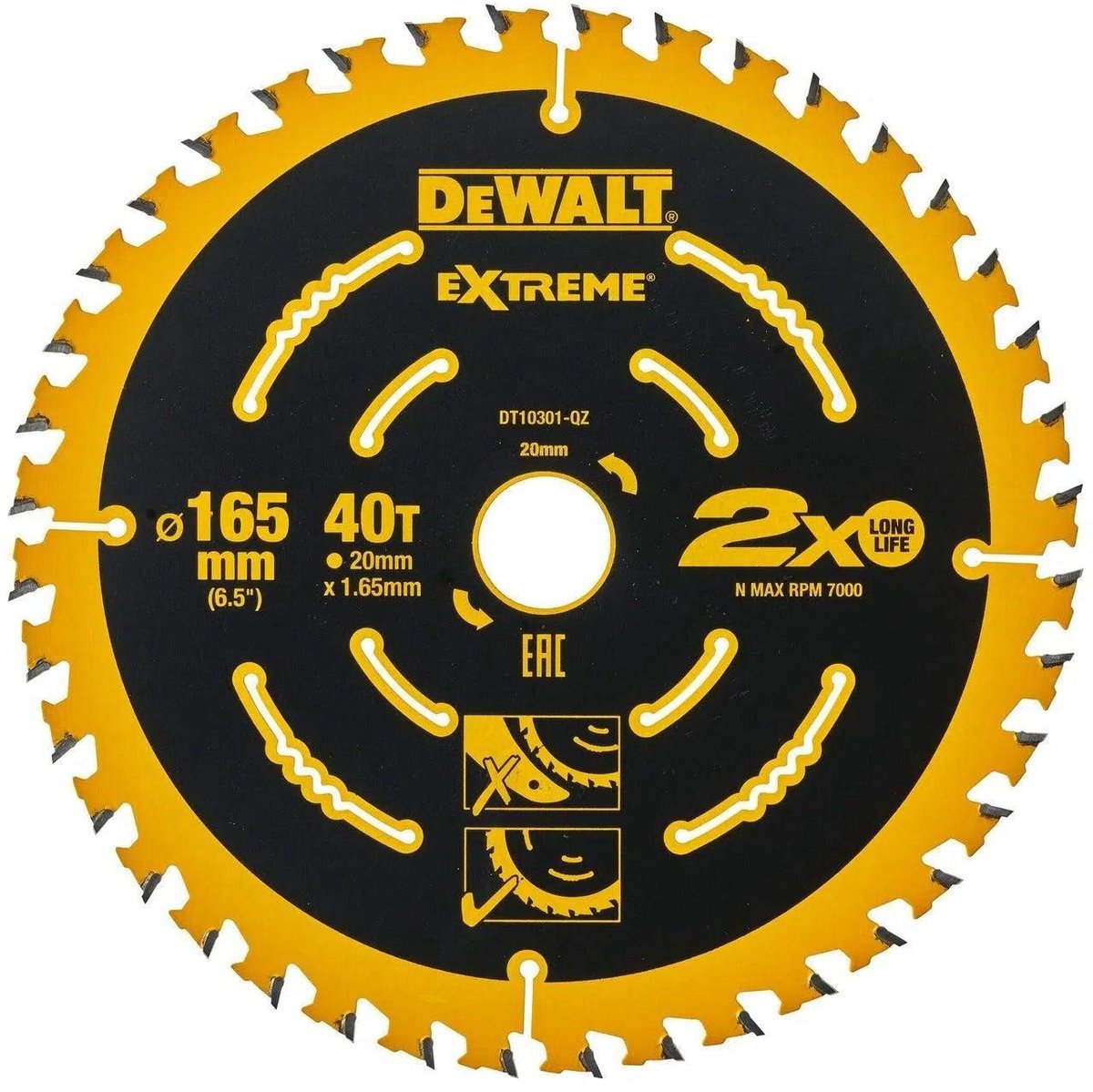Dewalt extreme framing series - lame de scie circulaire - 165mm - 40t - pour le travail du bois